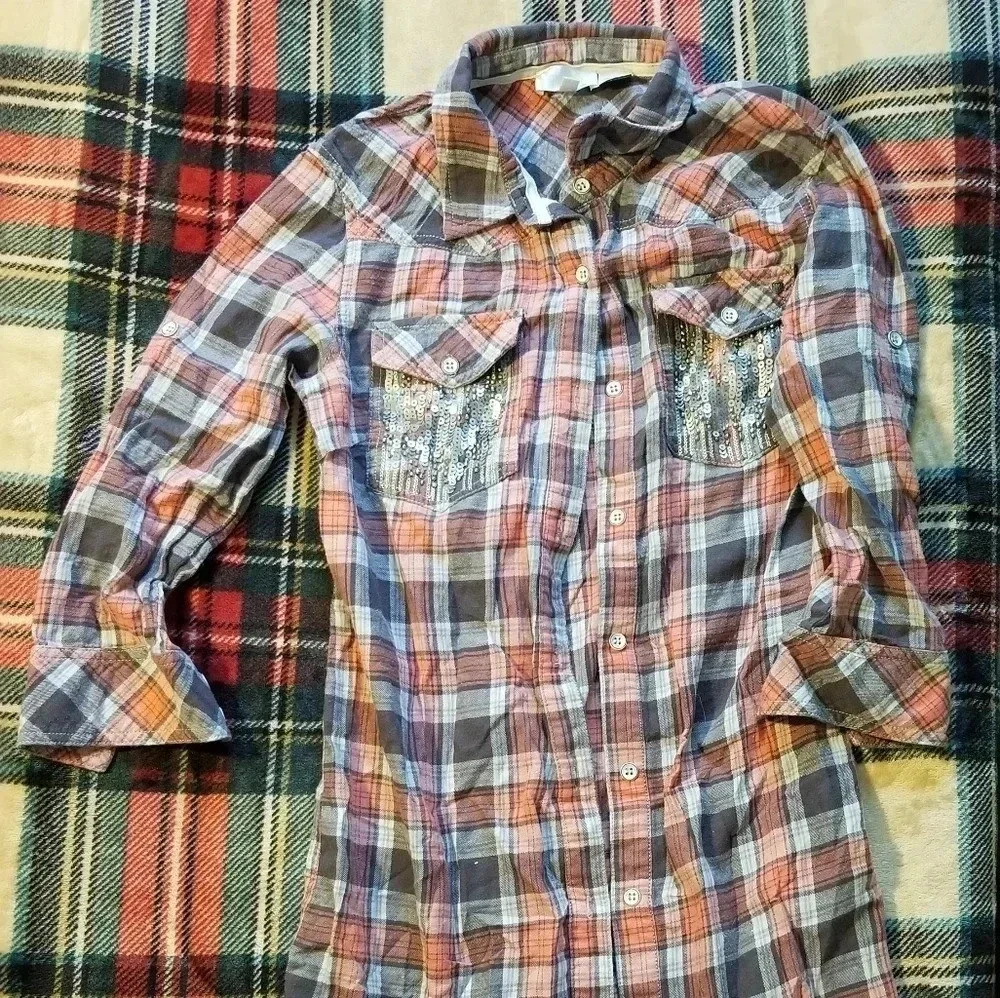 Womens Medium Miss Me button down top